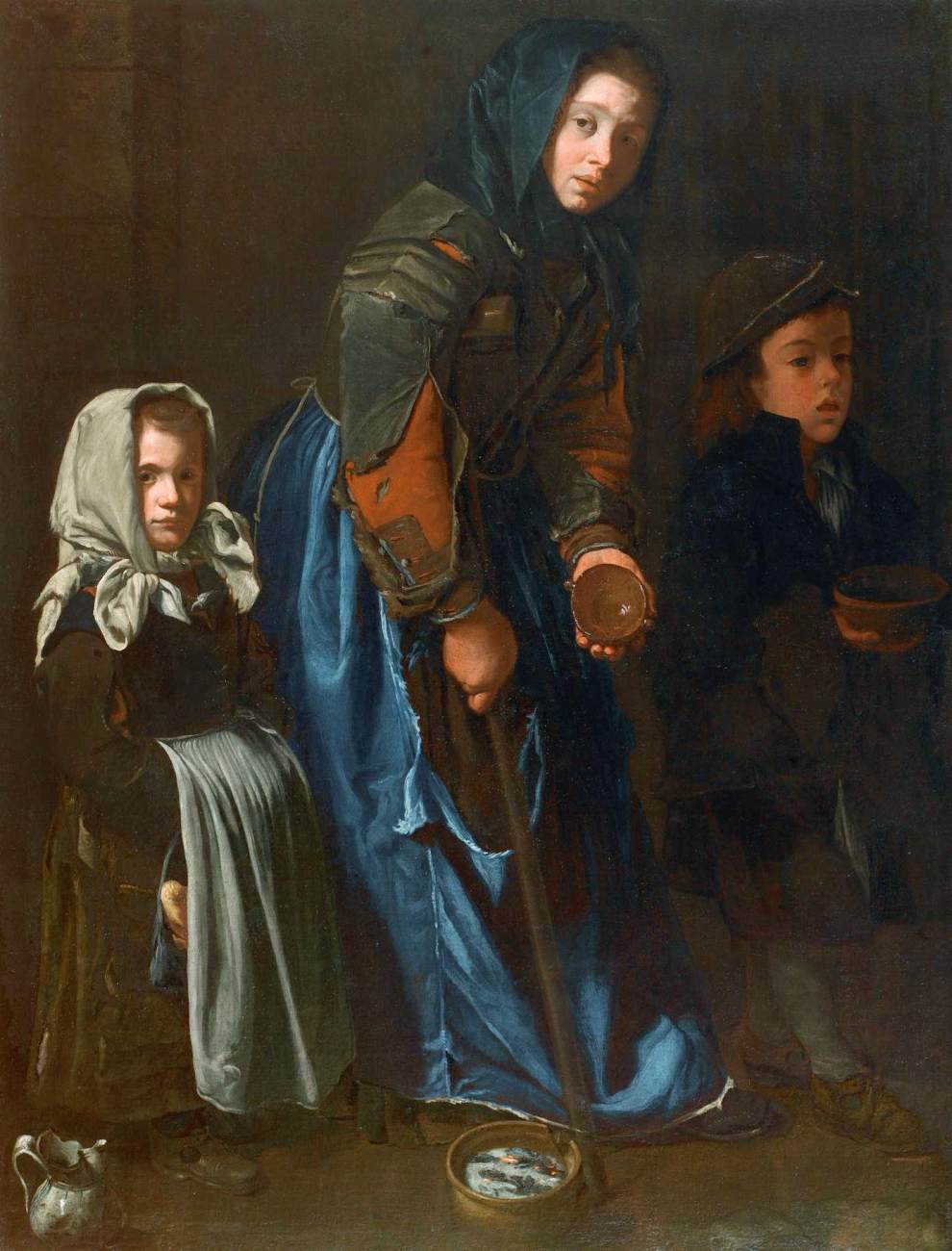 Mujer Mendigando con Dos Hijos