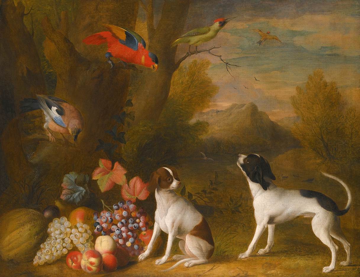 Landscape with Exotic Birds and Two Dogs