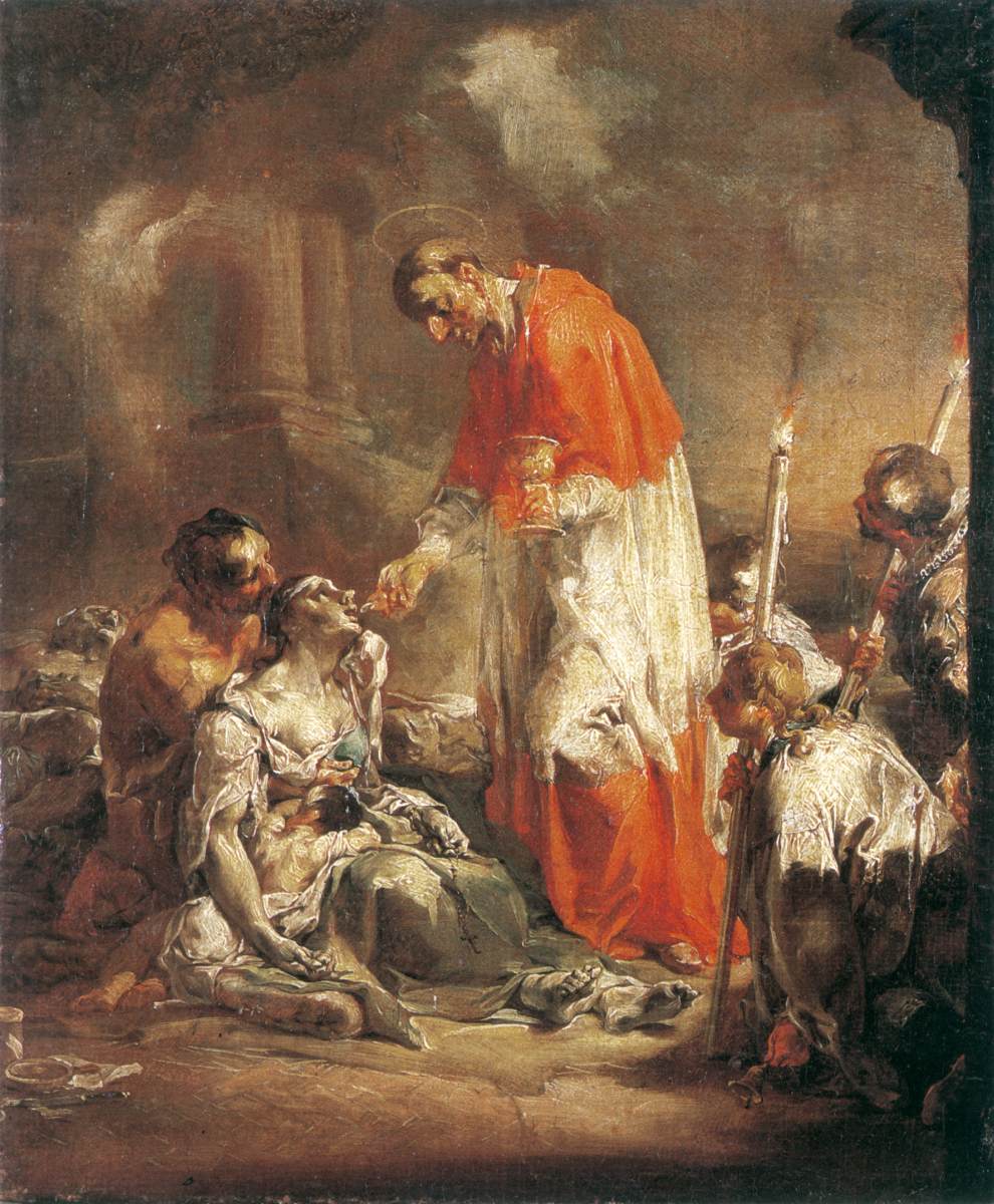 San Carlos Borromeo administra o sacramento da peste infectada