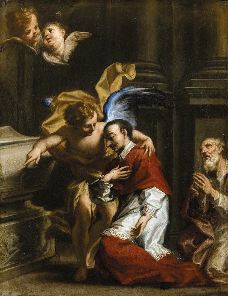 San Carlo Borromeo Atendido al Lado de Ángel