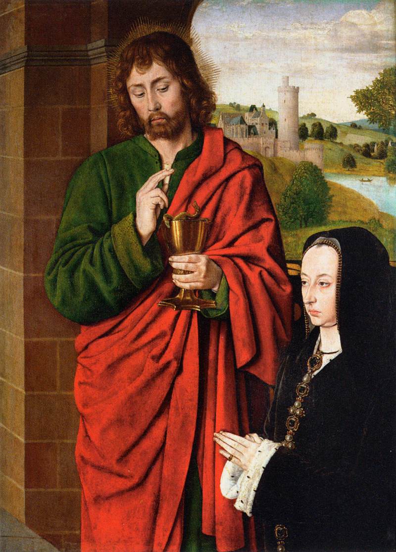 Ana de France, hertuginde af Bourbon, præsenteret af Saint John the Evangelist