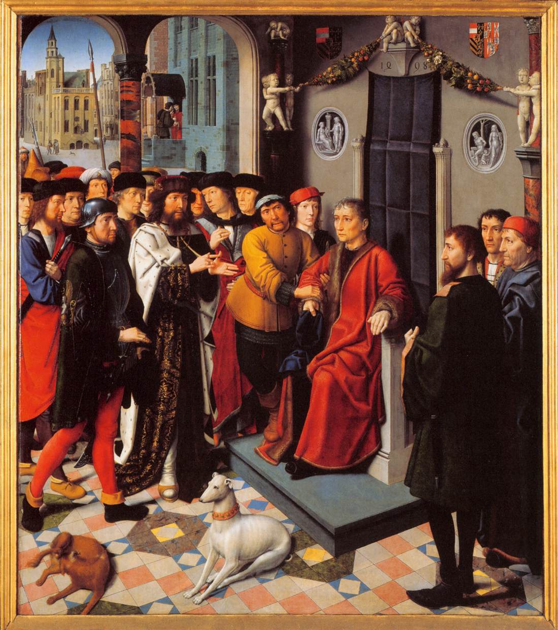 The Trial of Cambyses (left panel)