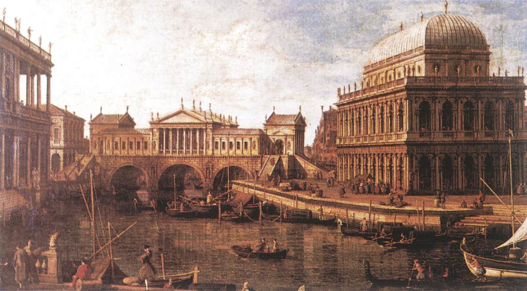 Capricho: um projeto palladiano para a ponte Rialto, com edifícios em Vicenza