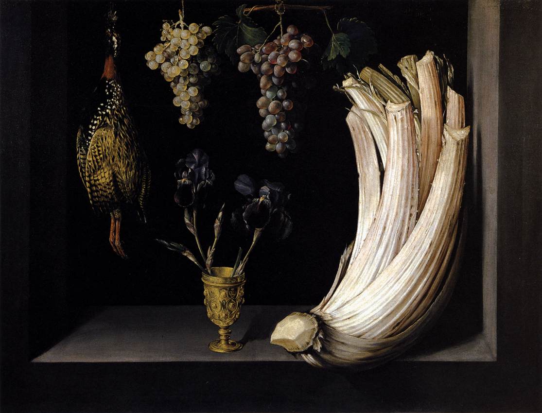 Still Life with Thistle, Francolin, Grapes and Iris