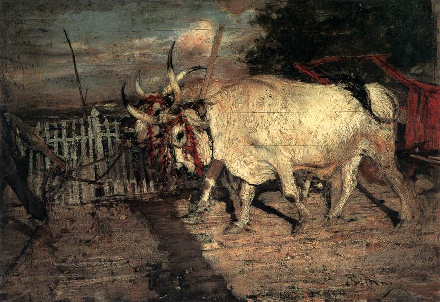 Oxen Pulling a Cart