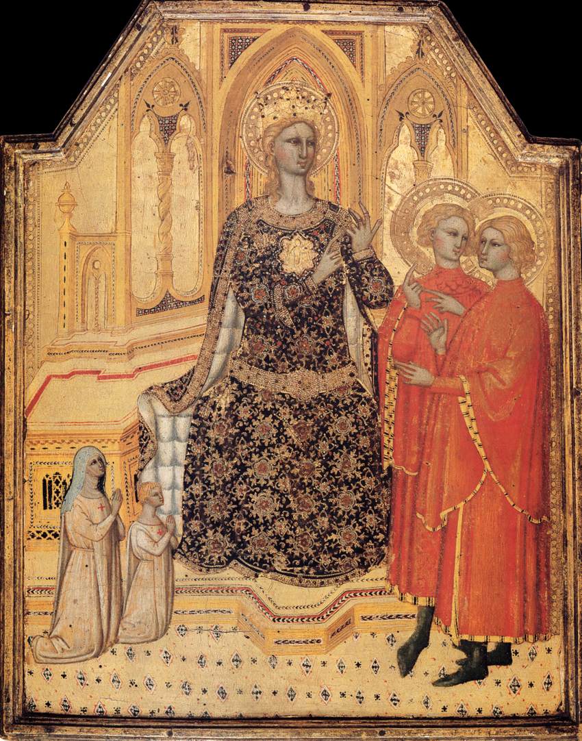 Santa Catarina entronizada com dois santos e dois doadores