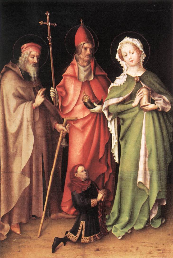 Santo Antonio La Ermitaño, Cornelius und María Magdalena mit einem Spender