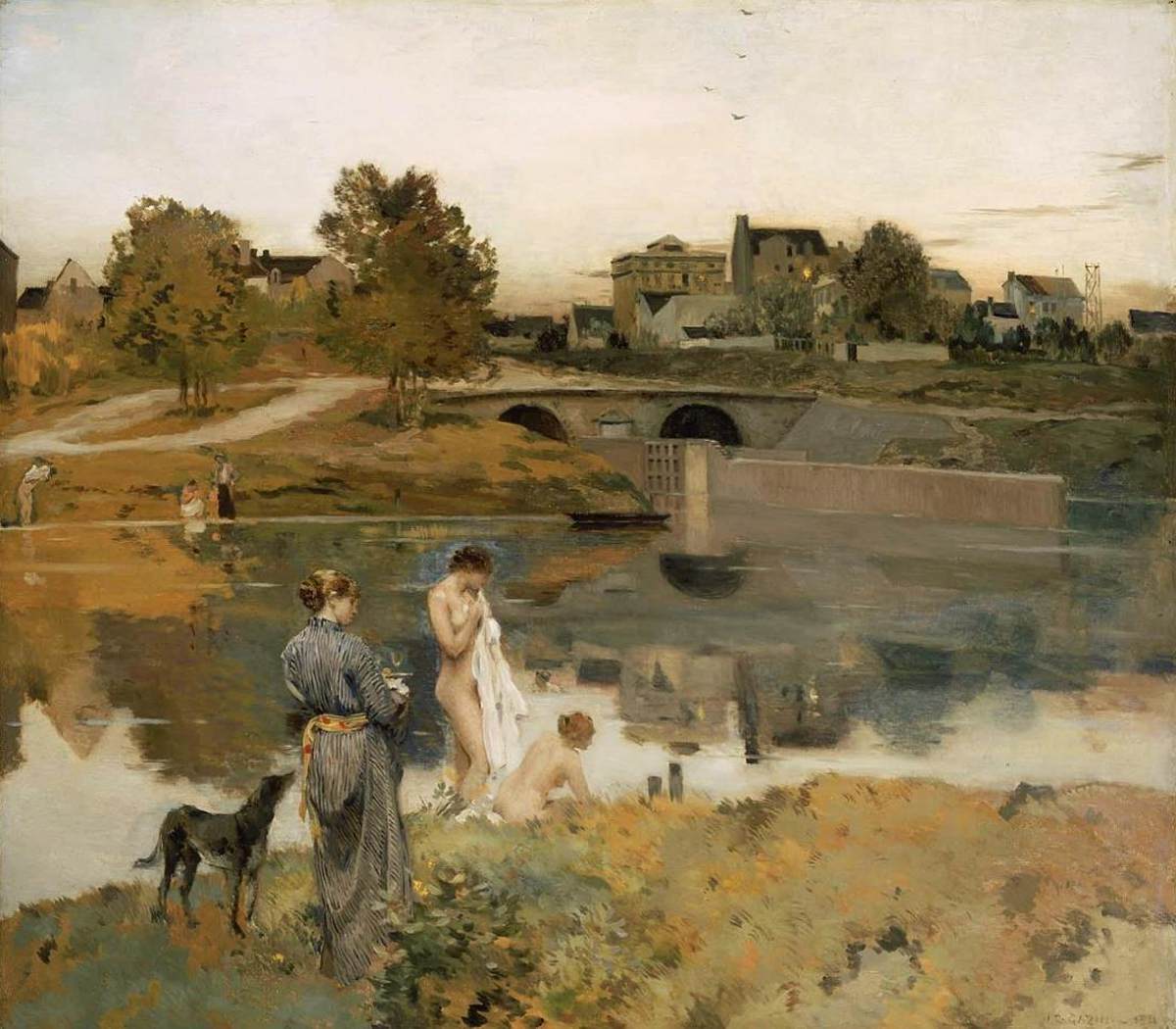River Bank with Bathers