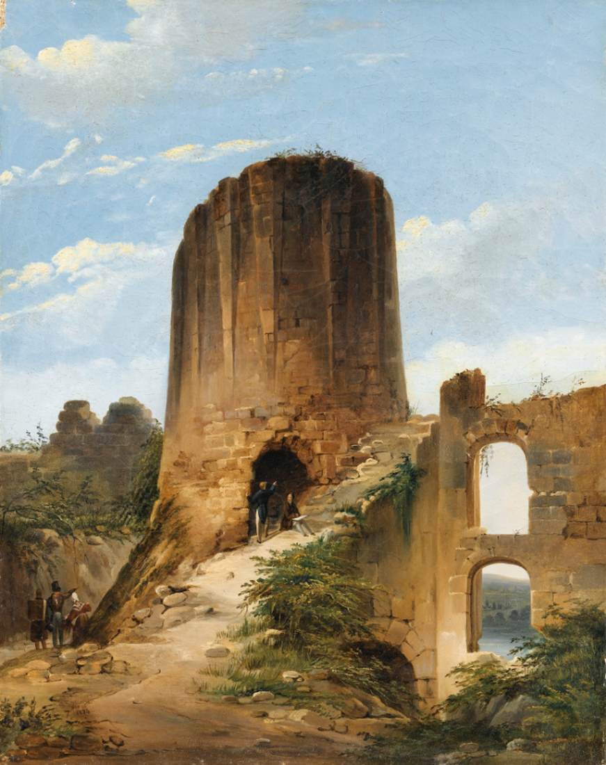 Young Artists Painting of The Dungeon of Château Gaillard