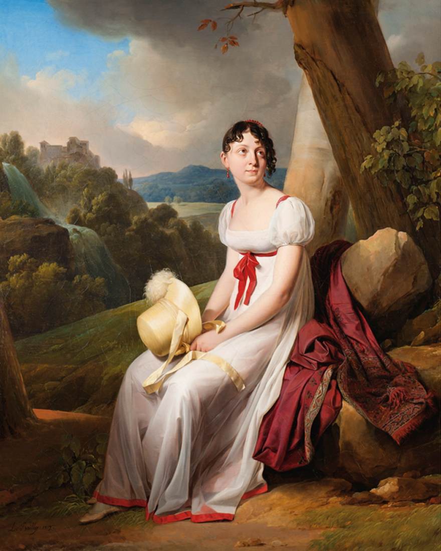 Portrait de Madame Saint-Gean Chevrier dans un paysage