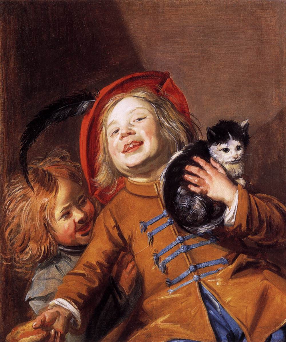 Dwoje dzieci z kotem