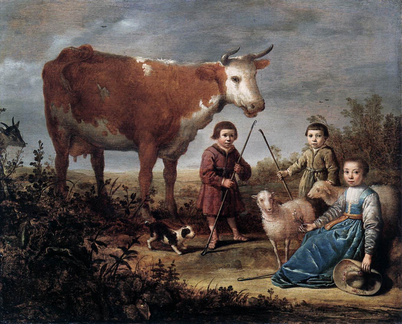 Enfants et une vache