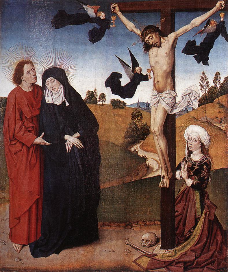 Christ sur la croix avec Mary, Juan et María Magdalena