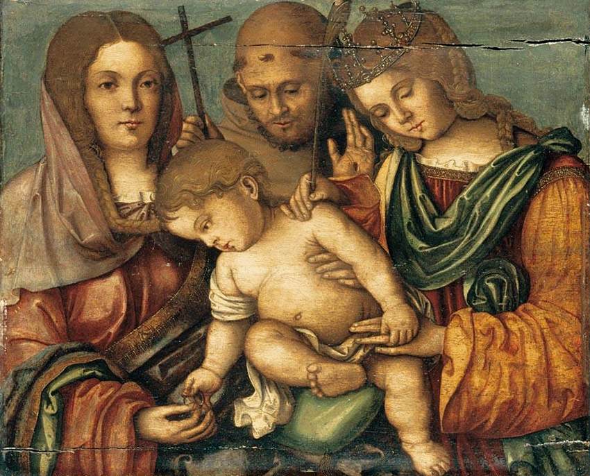 El Cristo Niño Entre Santa Catalina, Francisco e Isabel de Hungría