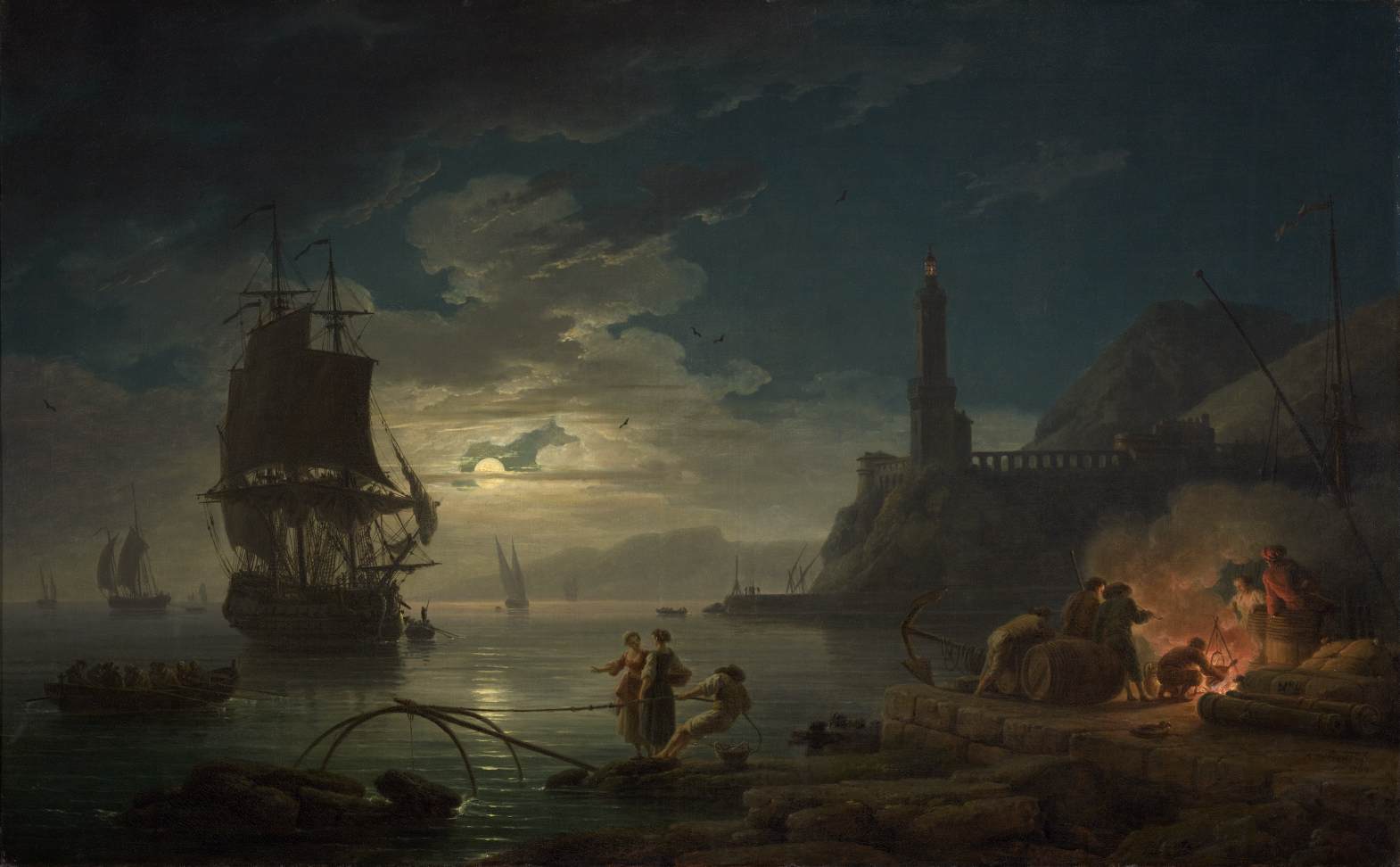 Coastal Scene in the Moonlight