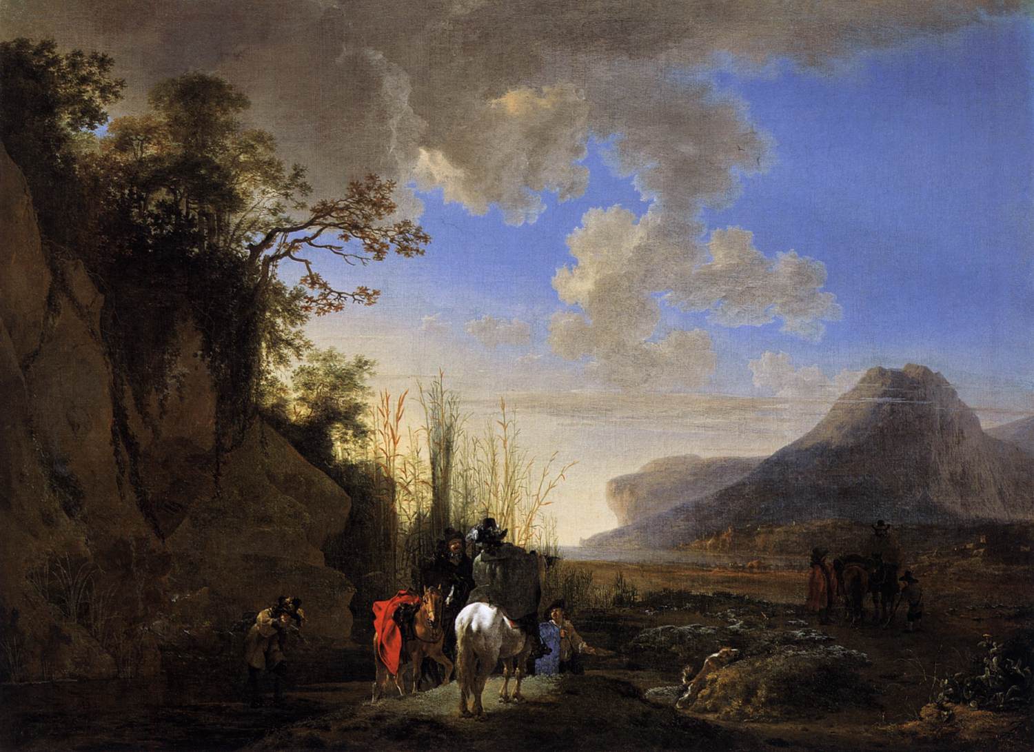 Coastal Scene with Riders at Rest