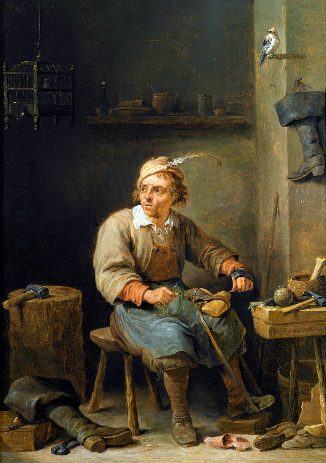 Un cordonnier dans son atelier