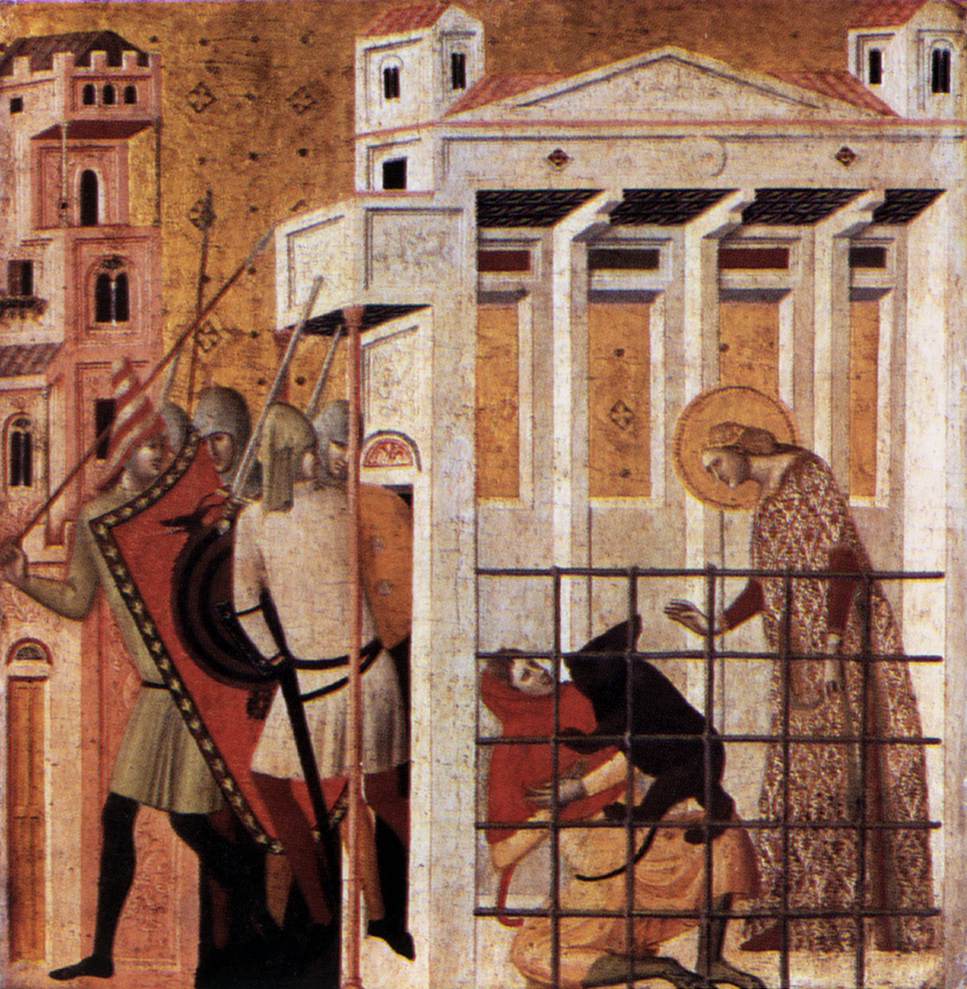 Scene della vita di San Columba: San Columba salvato da un orso