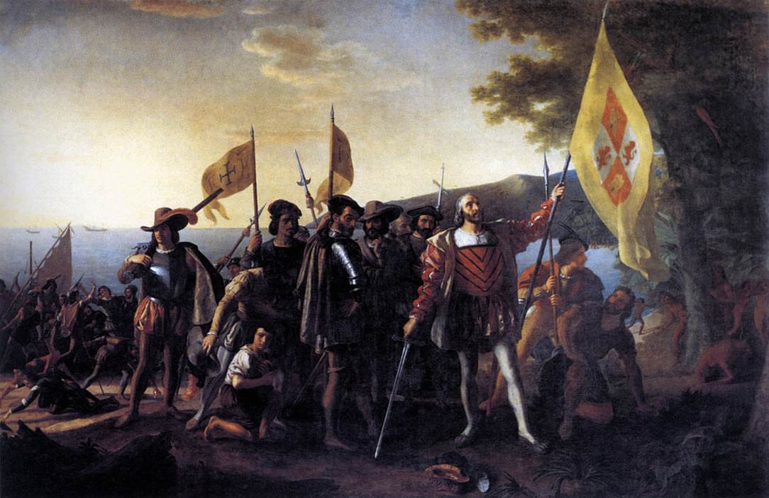 Landing Columbus w Guanahani, 1492