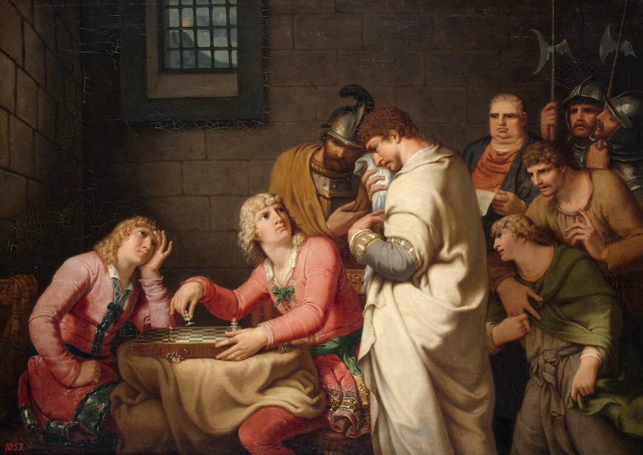 Conrado da Suábia e Frederico de Baden informados de sua execução na prisão em Nápoles