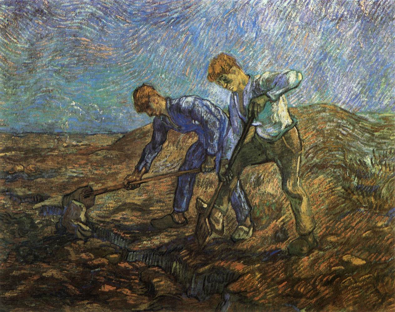 Two Peasants Digging (In the Style of Millet)