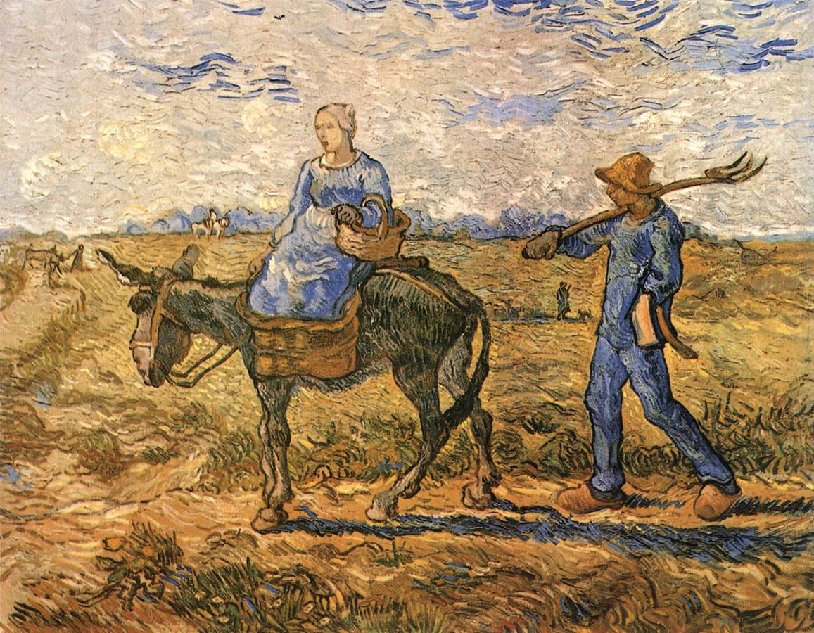 Morning: Peasant Couple Going to Work (In the Style of Millet)