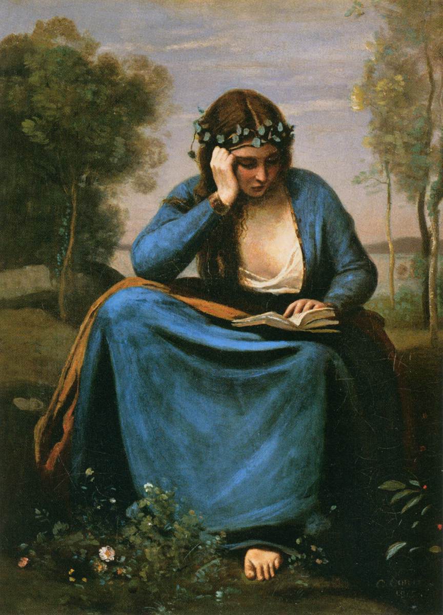 Czytelnik ukoronowany kwiatami (Muse of Wergilil)