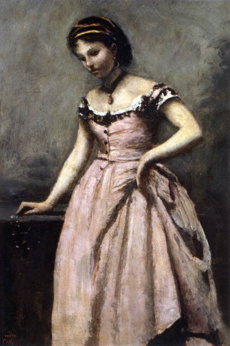 Jeune femme à robe rose
