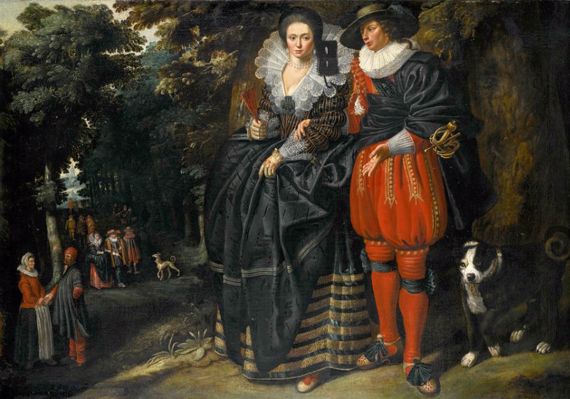 An Elegant Couple with a Dog