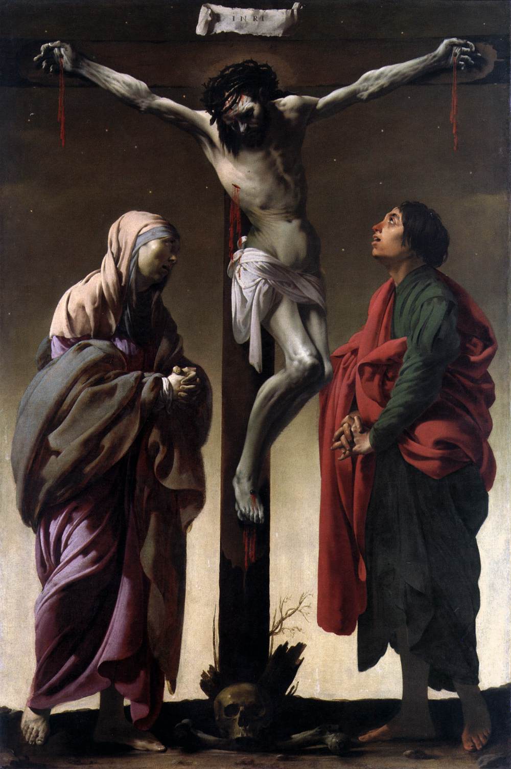 La crocifissione con Virgen e San Juan