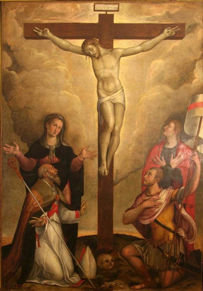 Die Kreuzigung mit Santo Juan, Apollinare und Vitale