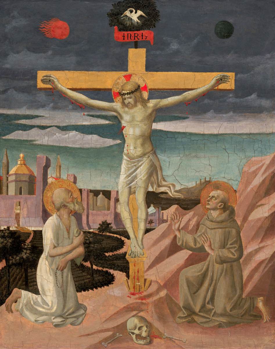 La kruisiging met San Jerónimo en San Francisco