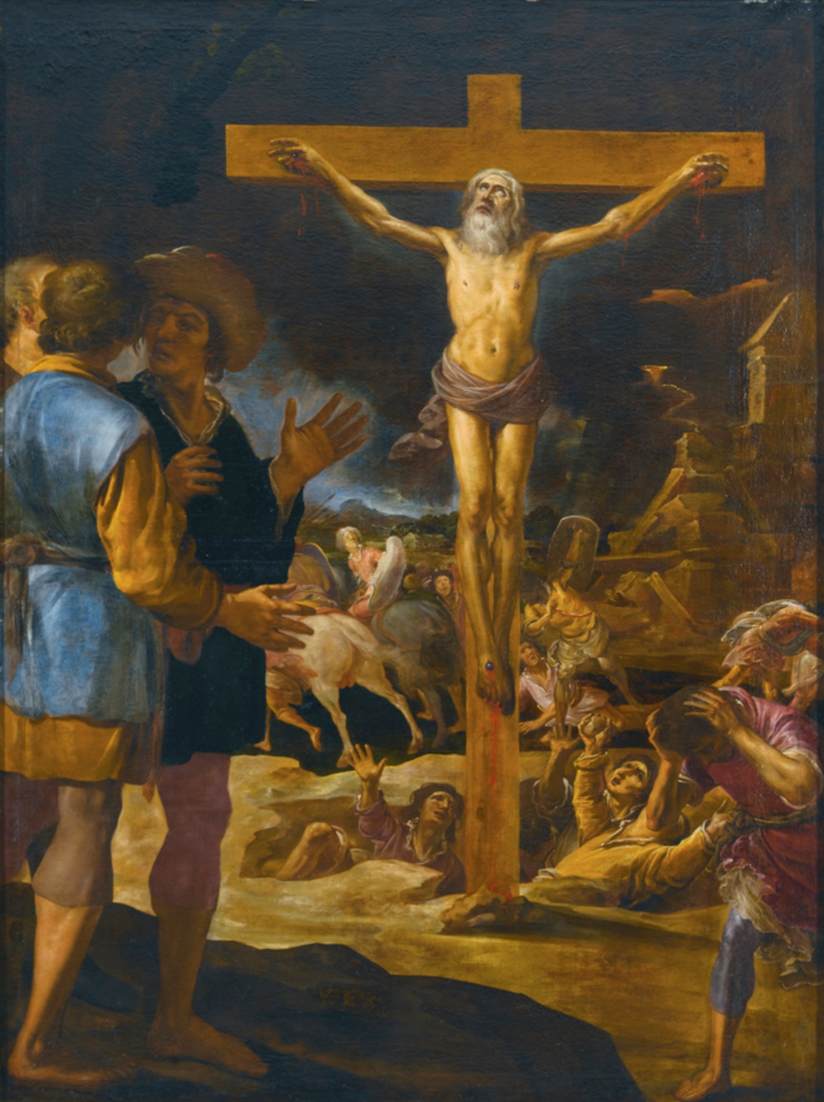 A crucificação de um santo masculino