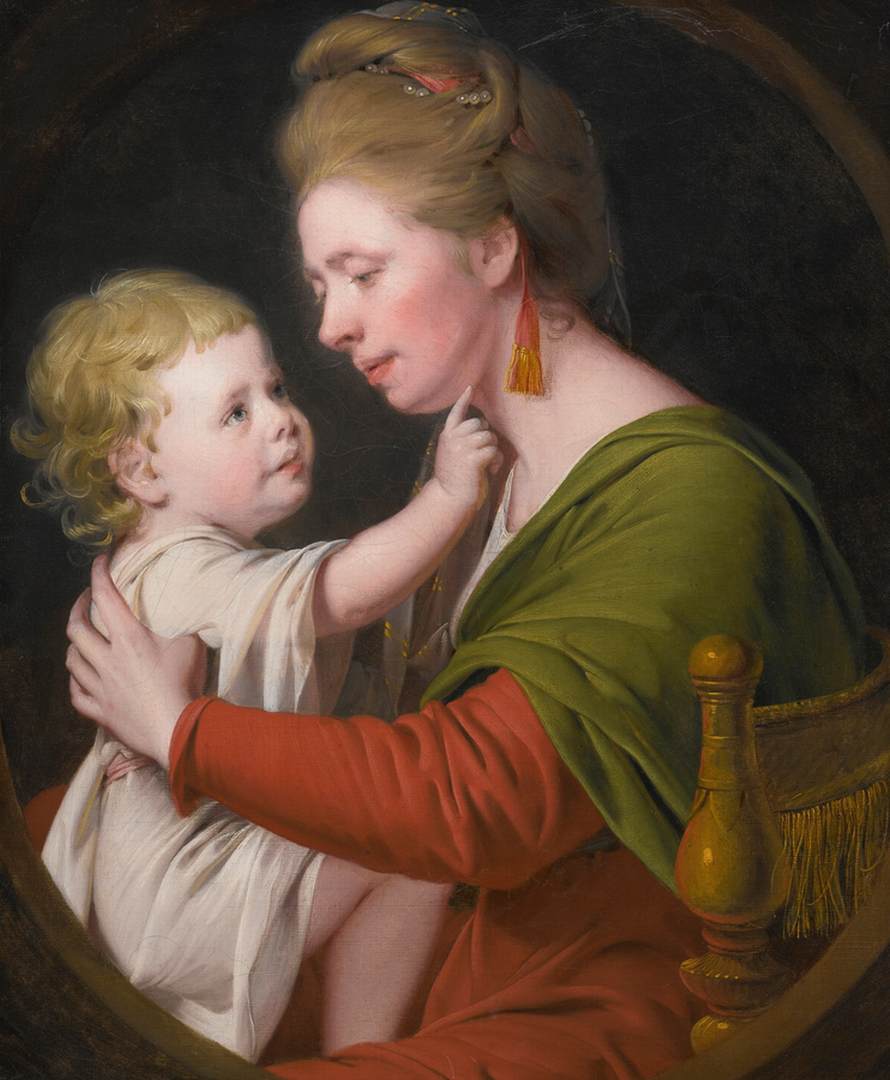 Portræt af Jane Darwin og hans søn William Brown Darwin