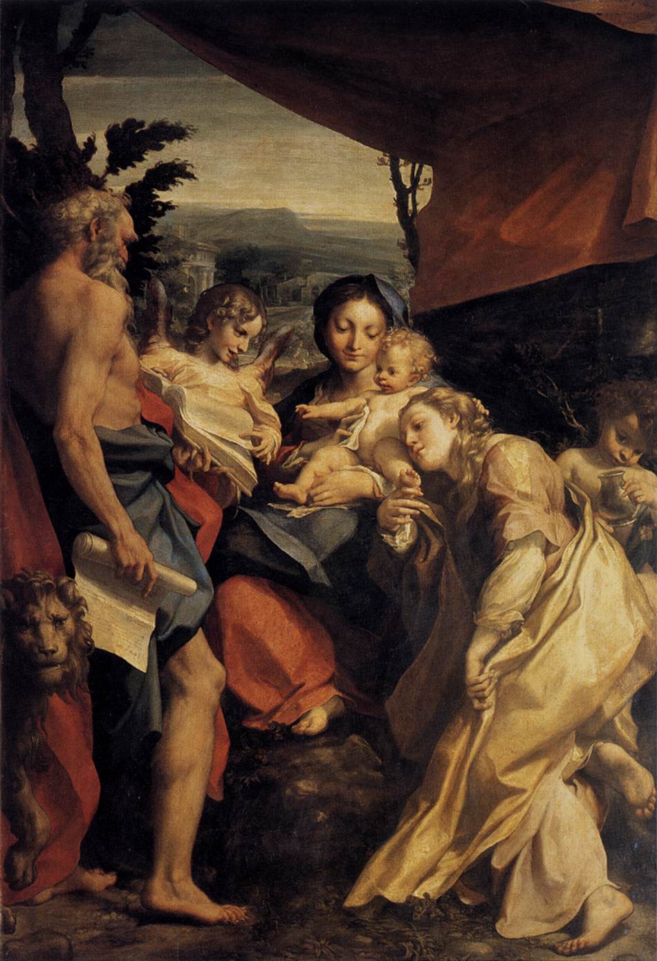 Die Jungfrau und das Kind mit San Jerónimo und María Magdalena (der Tag)