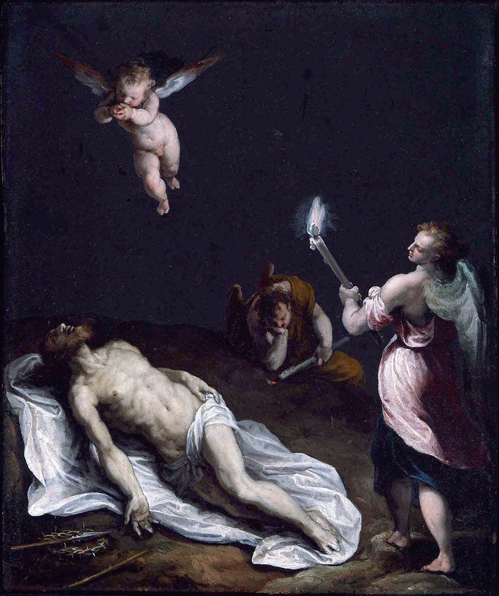 Dead Christ Mourned By Angels