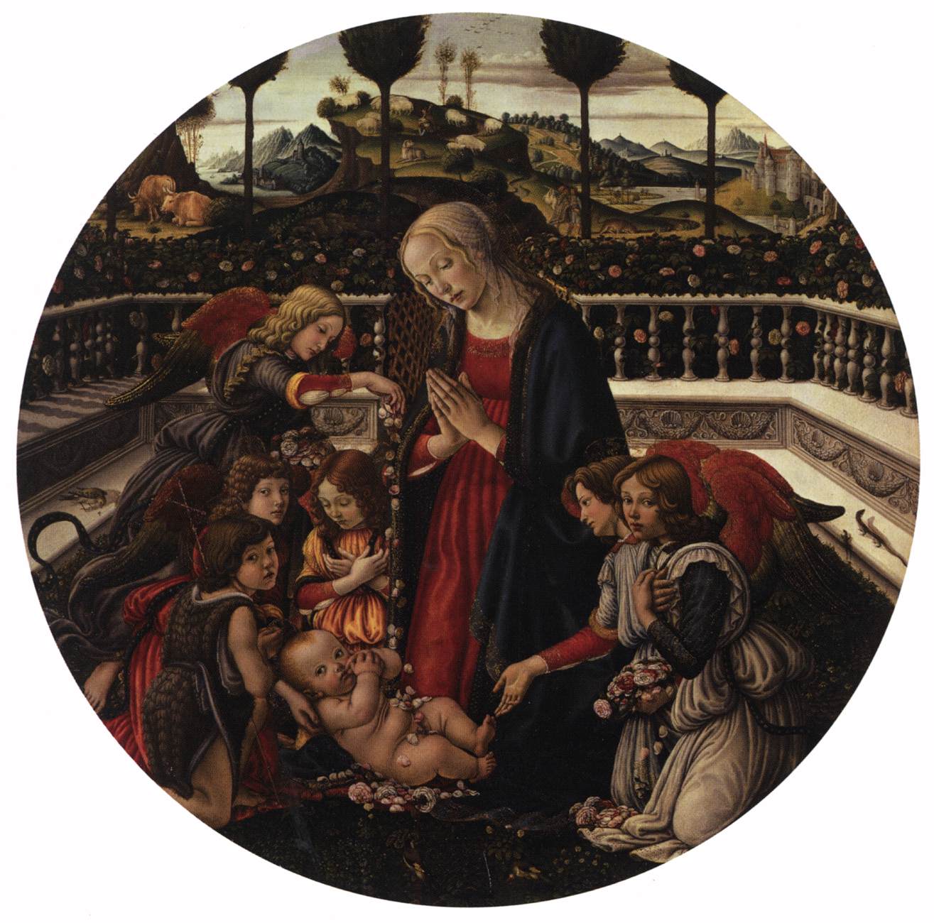 Jomfruen med barnet, San Juan Bautista og ángeles