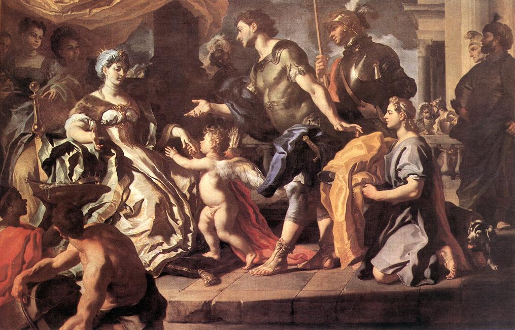 Dido ontvangt Aeneas en Cupido vermomd als Ascanius
