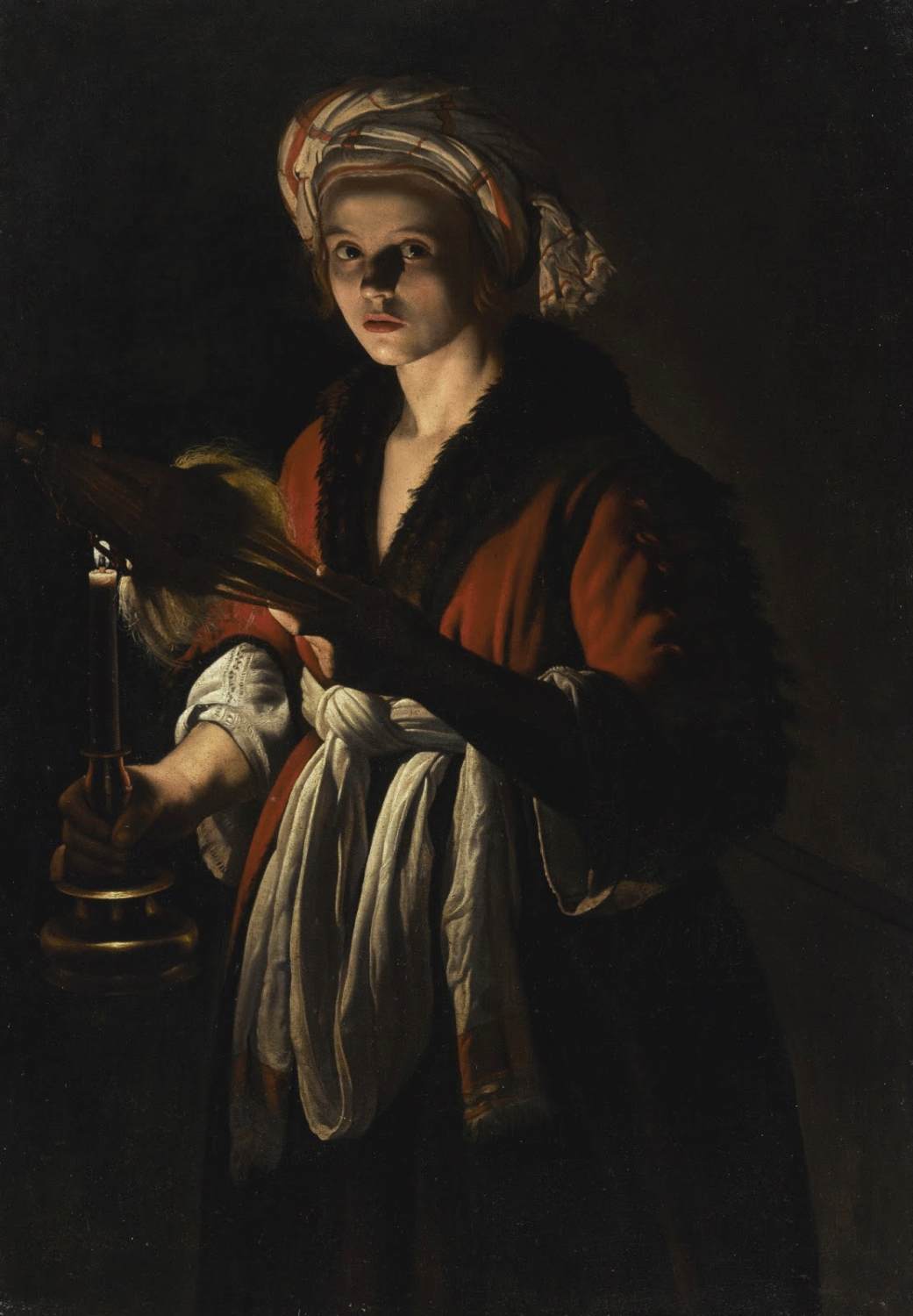 Young Woman Holding a Dataff