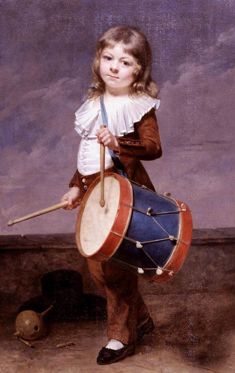 Portret van de zoon van de kunstenaar als drummer