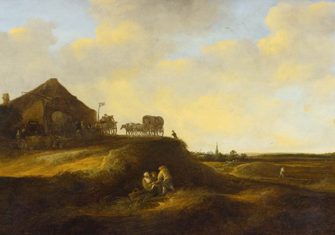 Paysage des dunes avec des figures au repos