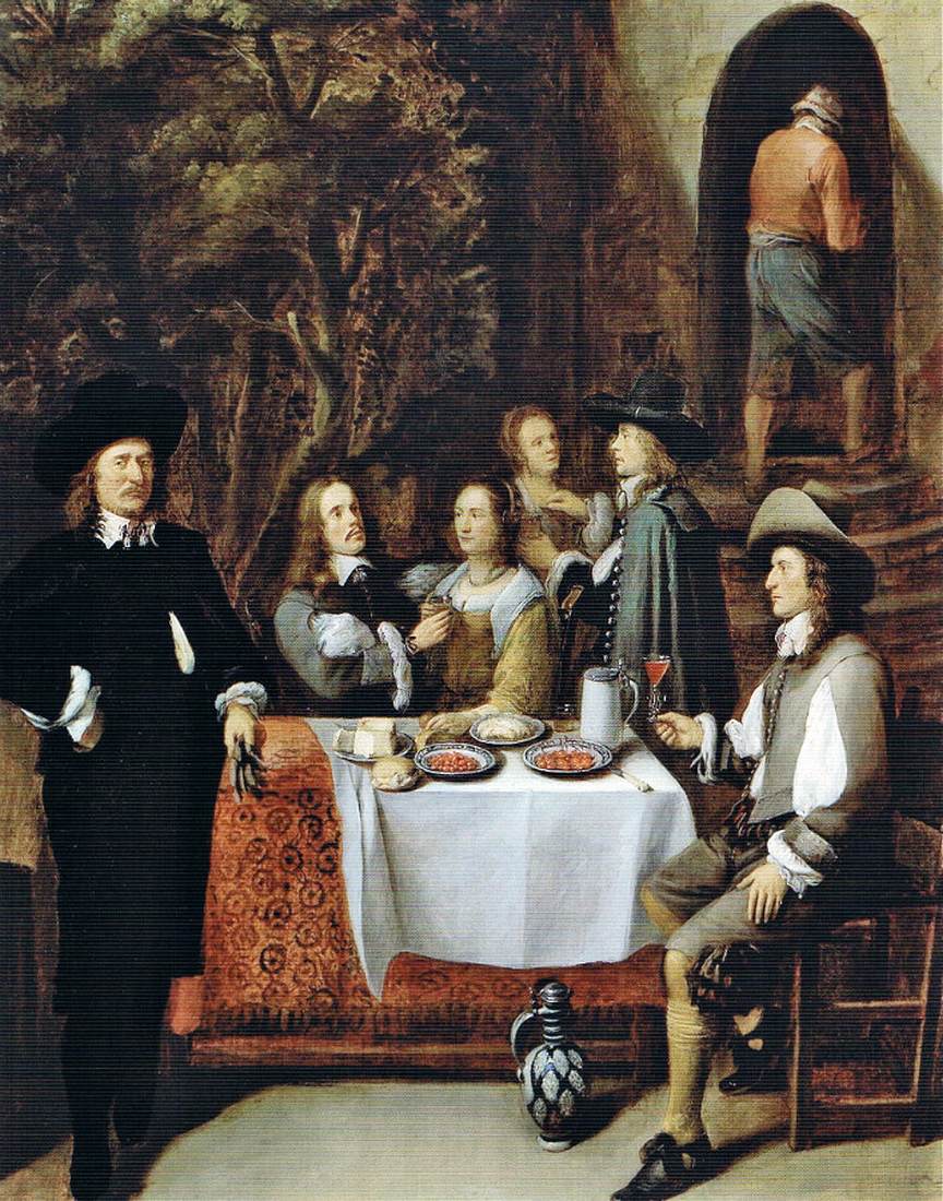 An Elegant Company at a Table on a Terrace