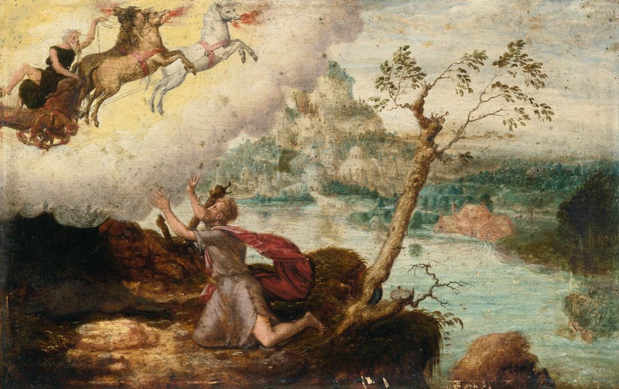 Elijah stiger op til himlen i den brændende float