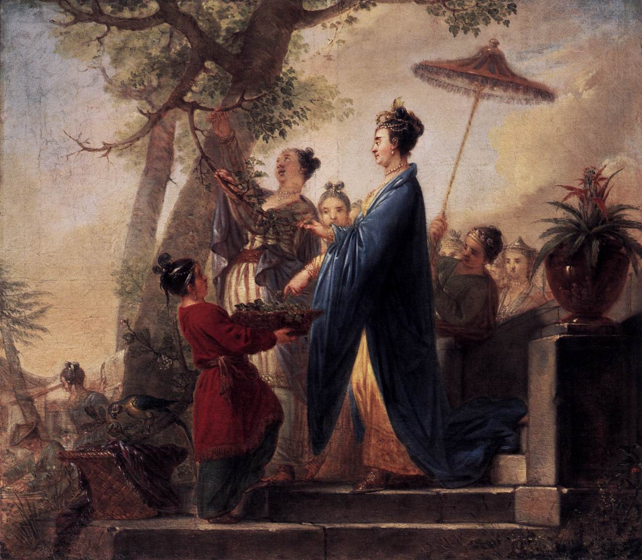 A imperatriz da China sacrificando folhas de amoreira