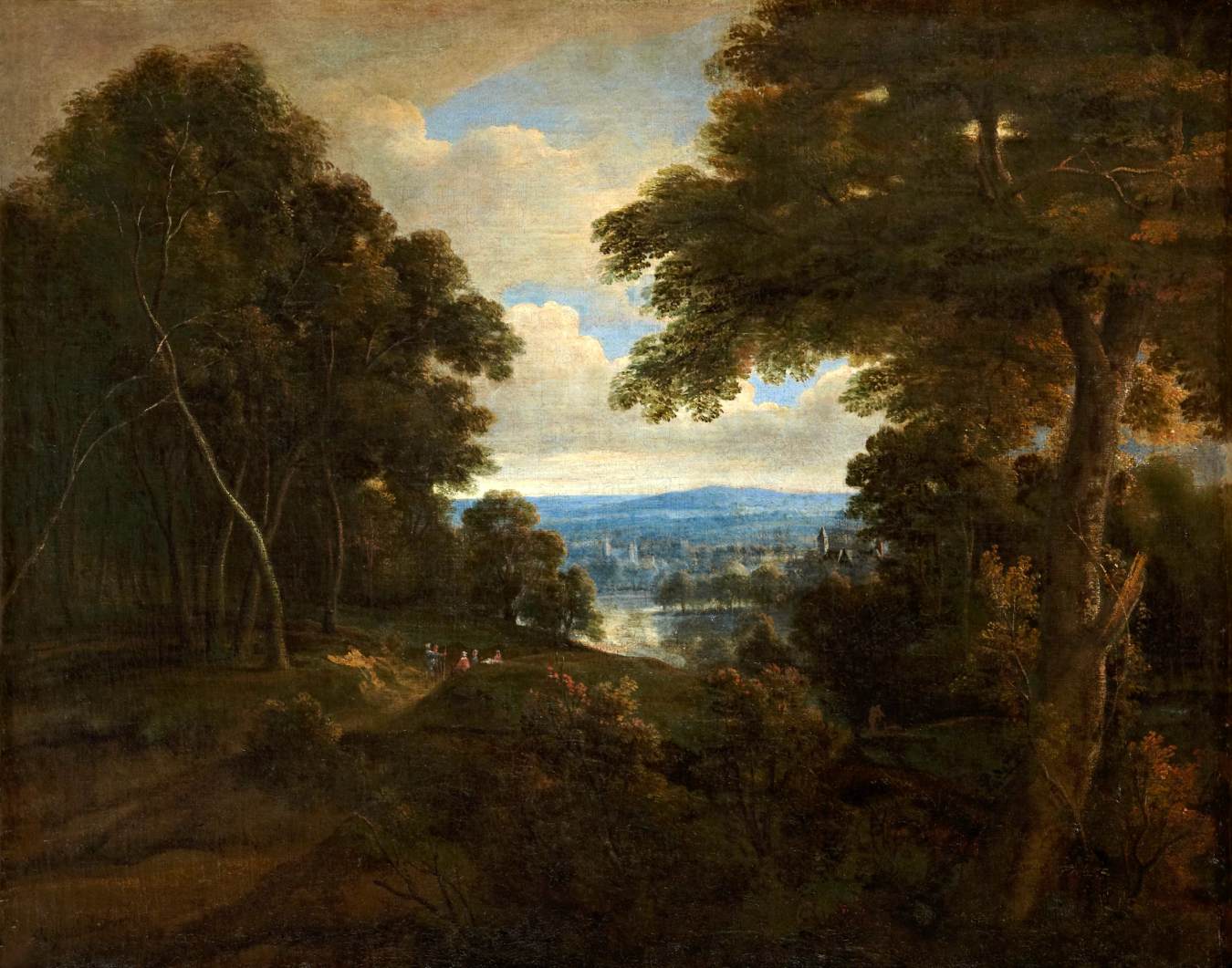 A Vast Wooded Landscape with Travelers on a Path