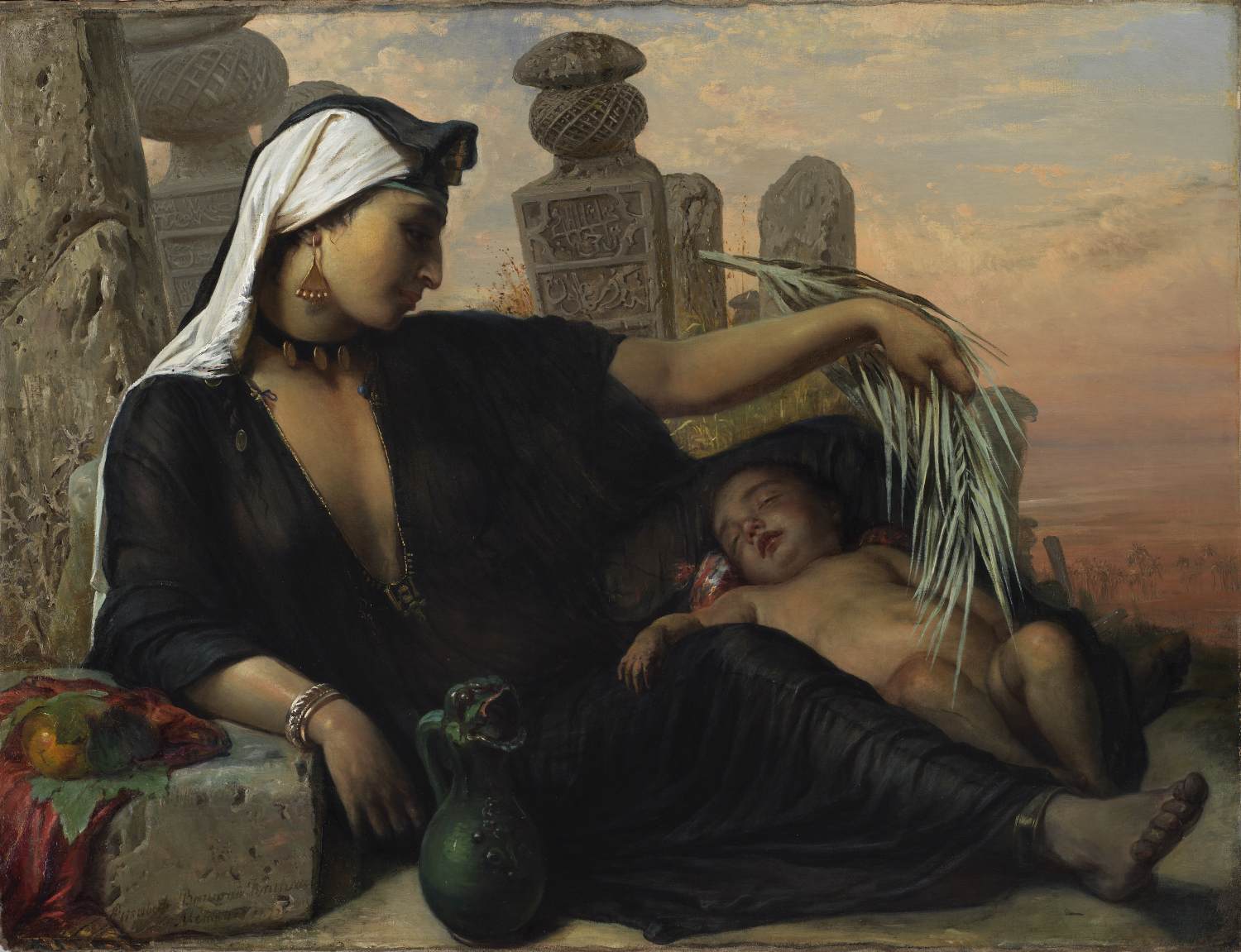 An Egyptian Fellah Woman with her Baby