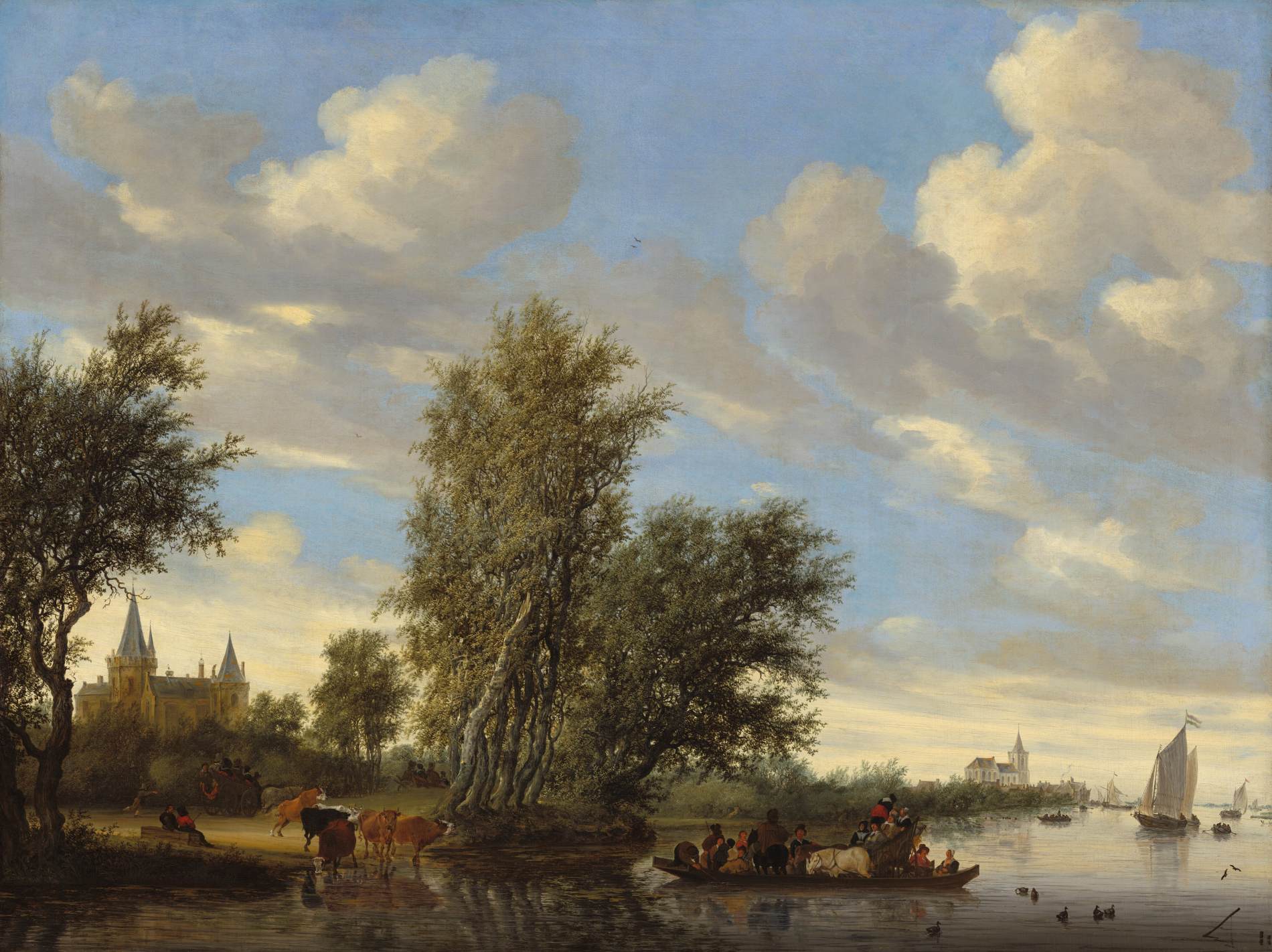 River Landscape with Ferry