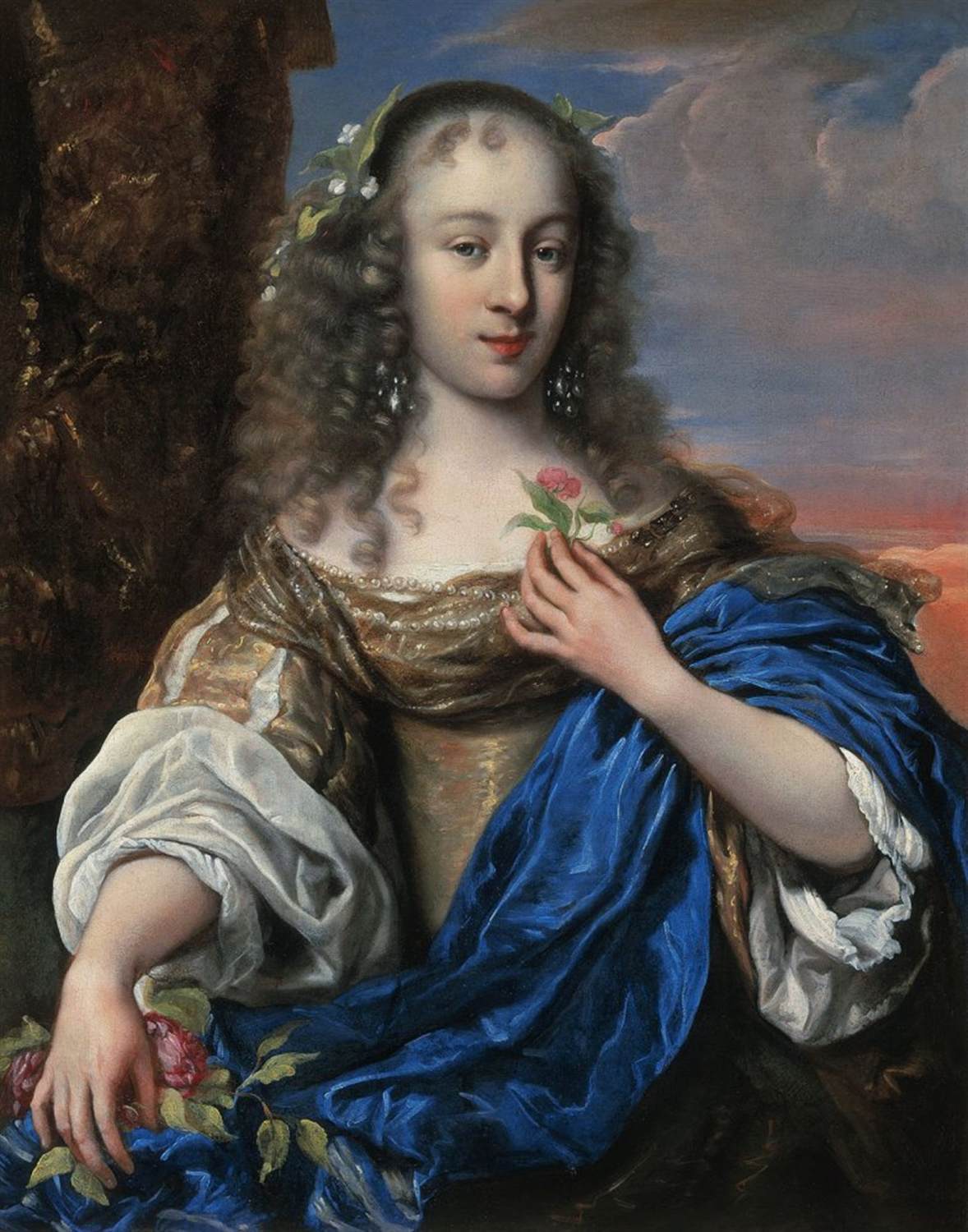 Portrait d'une jeune femme comme Flora