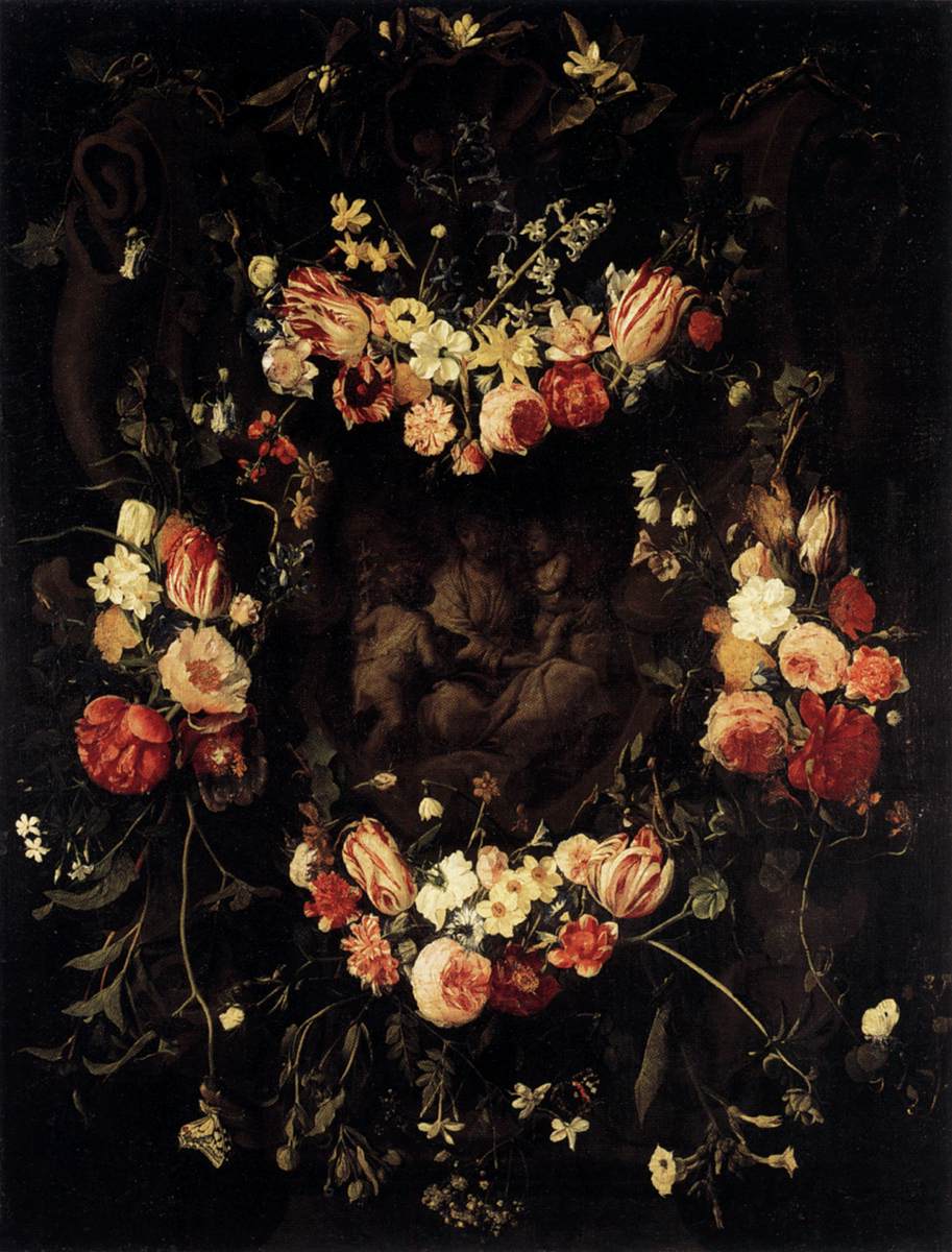 Coroa de flores com relevo após Quellino