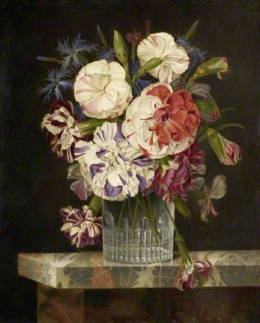 a glass of flowers